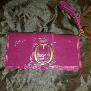 Coach purple Bleeker Patent Clutch